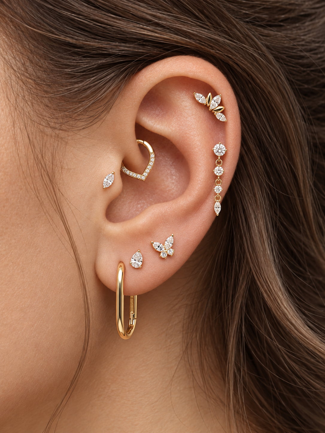 Butterfly Cluster Flat Back Stud