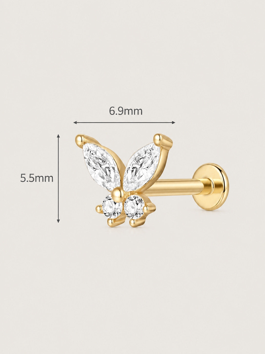 Butterfly Cluster Flat Back Stud