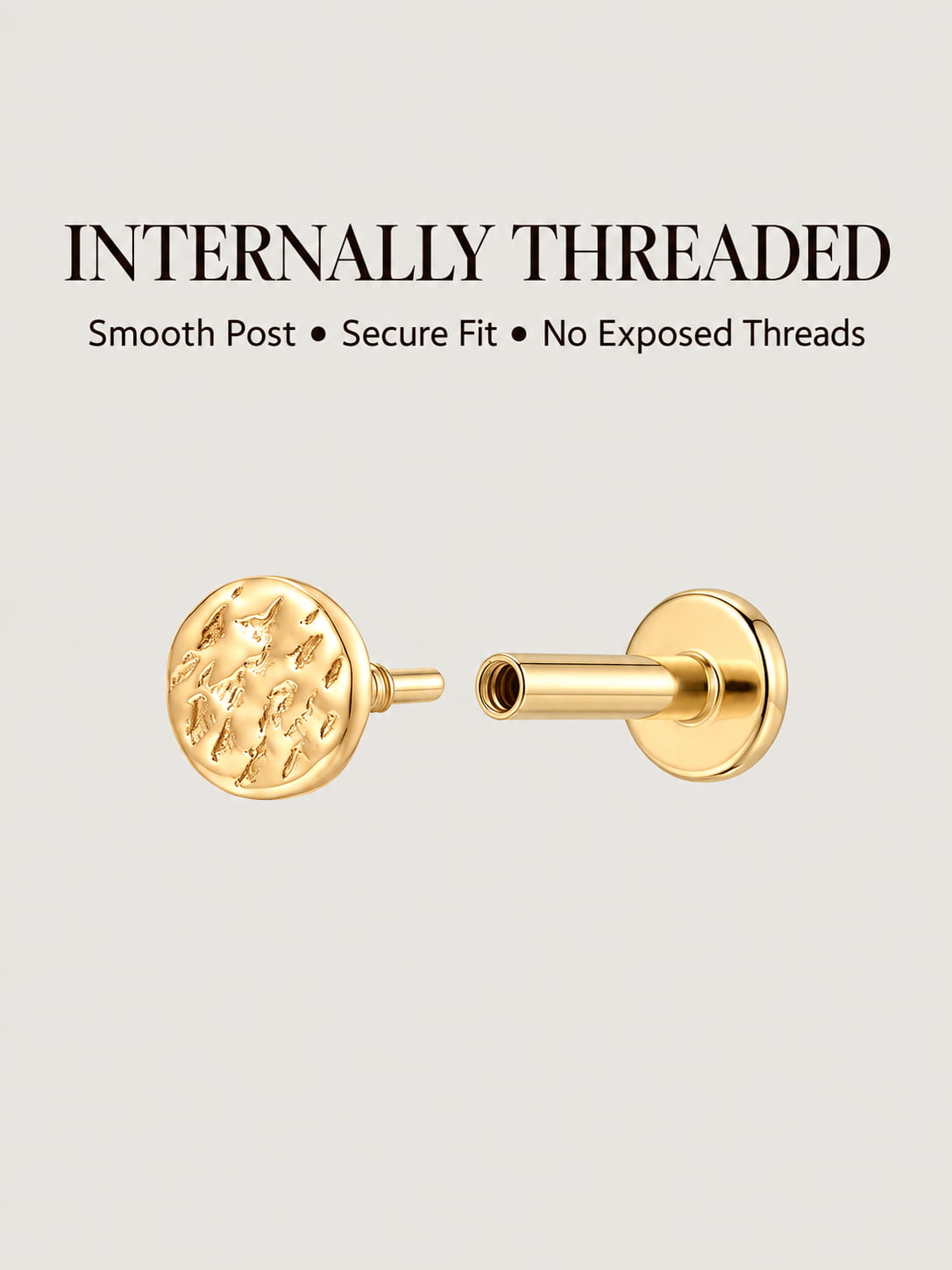Hammered Disc Flat Back Stud