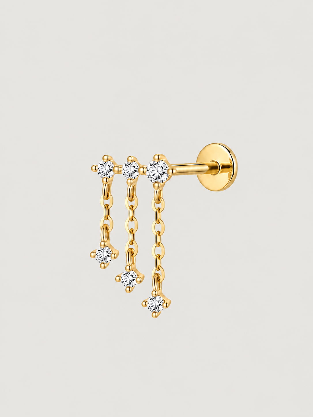 Triple Chain Drop Flat Back Stud