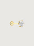 14K Solid Gold Six-Prong Solitaire Flat Back Stud