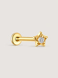14K Gold Star Solitaire Flat Back Stud