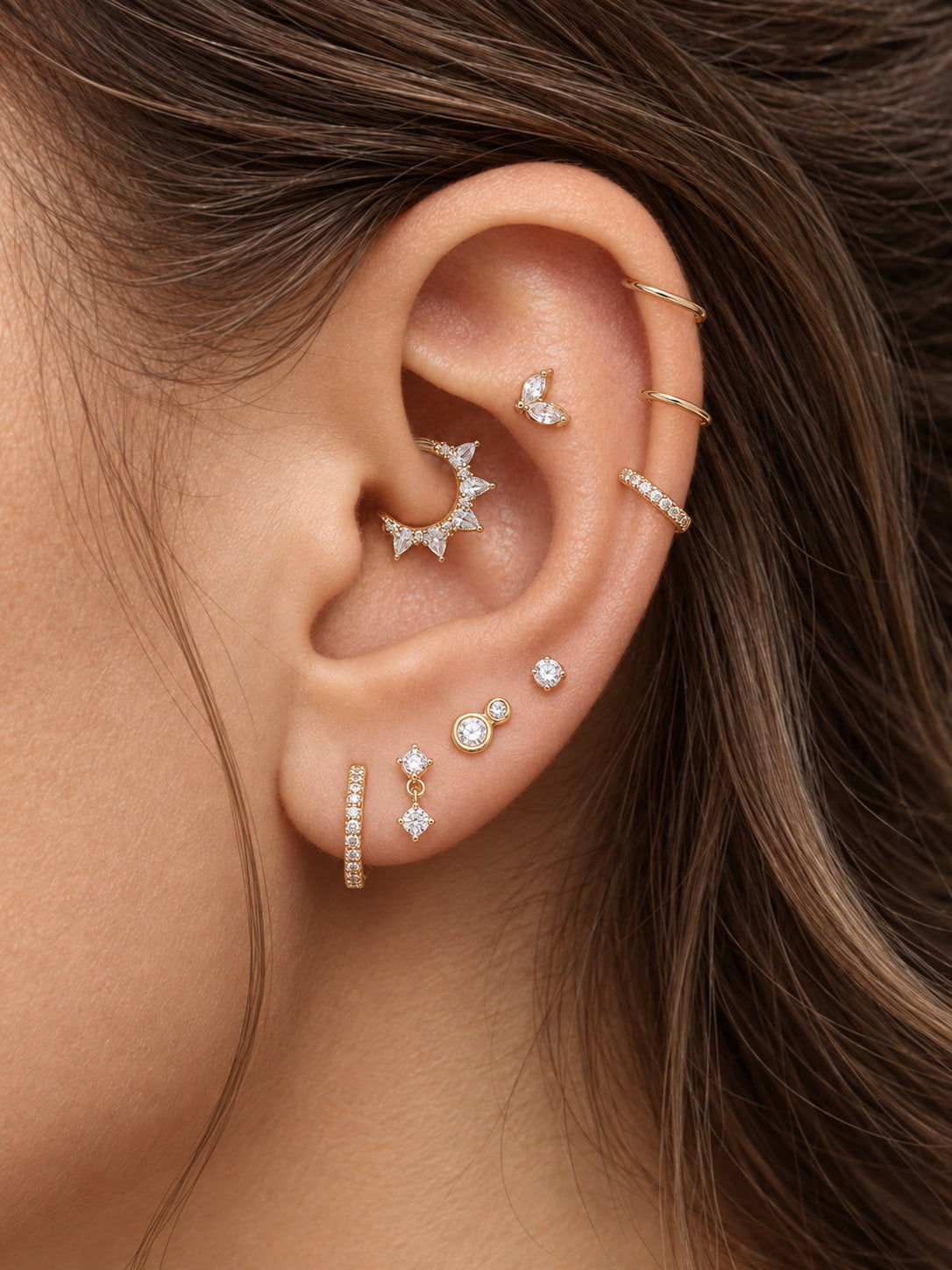 Marquise Duo Flat Back Stud