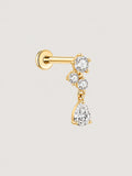 14K Gold Pear Drop Cluster Flat Back Stud