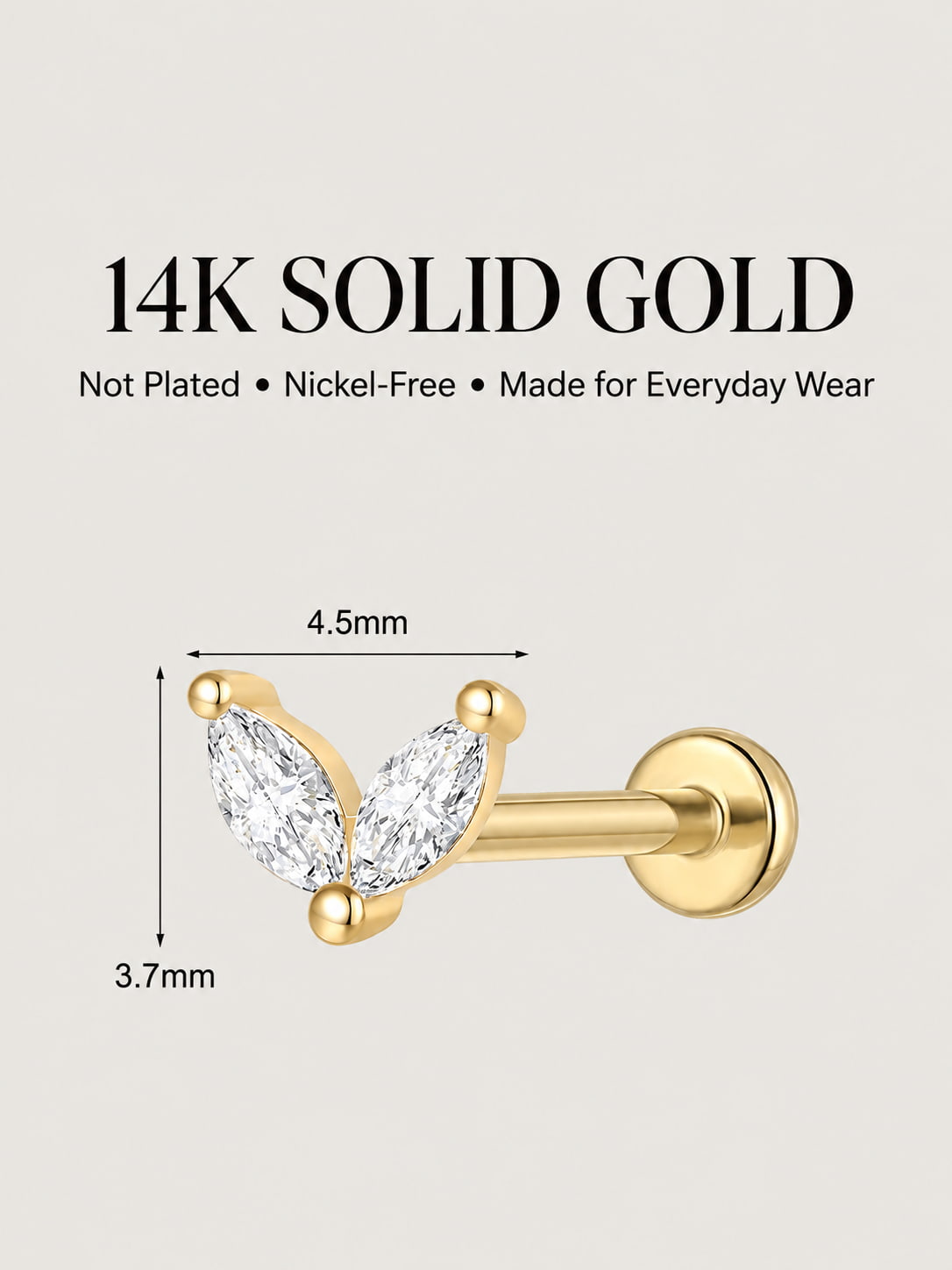 Marquise Duo Flat Back Stud