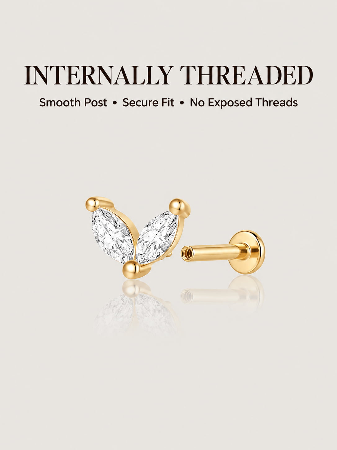 Marquise Duo Flat Back Stud