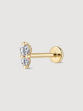 14K Solid Gold Minimalist Spliced Flat Back Earring