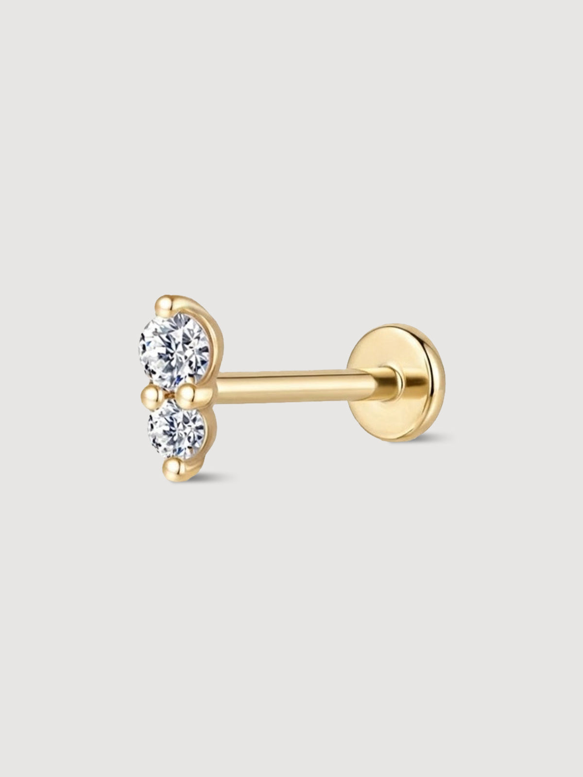 14K Solid Gold Minimalist Spliced Flat Back Earring