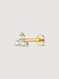 14K Solid Gold Trinity Flat Back Earring