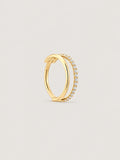 14K Solid Gold Double Band Pavé Hoop Earring