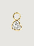 14K Solid Gold Heart Diamond Hoop Charm