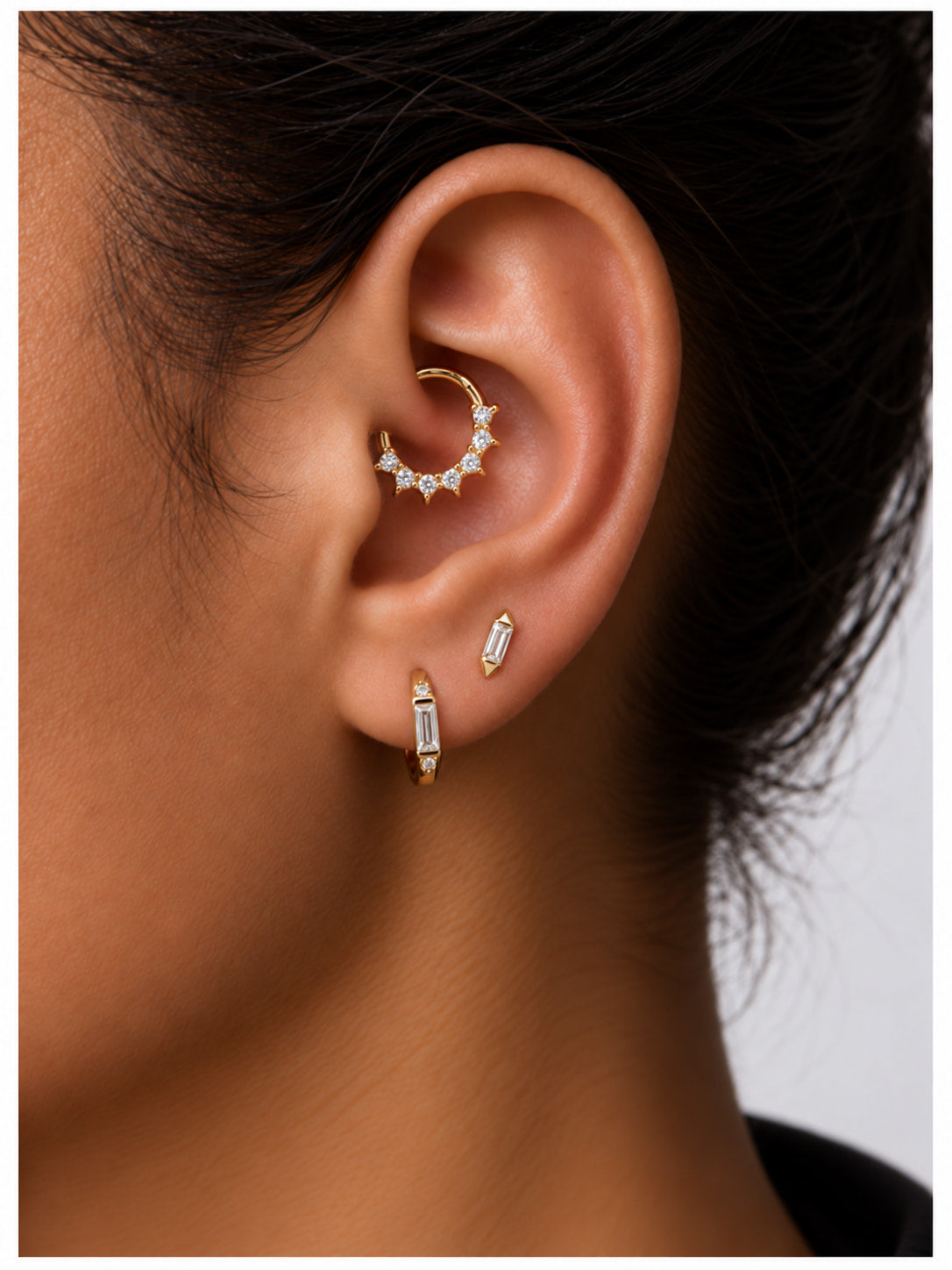 14K Solid Gold Lab-Grown Diamond Spiked Clicker Hoop