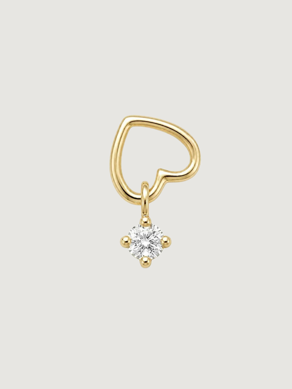 14K Solid Gold Open Heart Dangle Hoop Charm