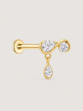 14K Solid Gold Mixed-Cut Lab-Grown Diamond Drop Flat Back Stud