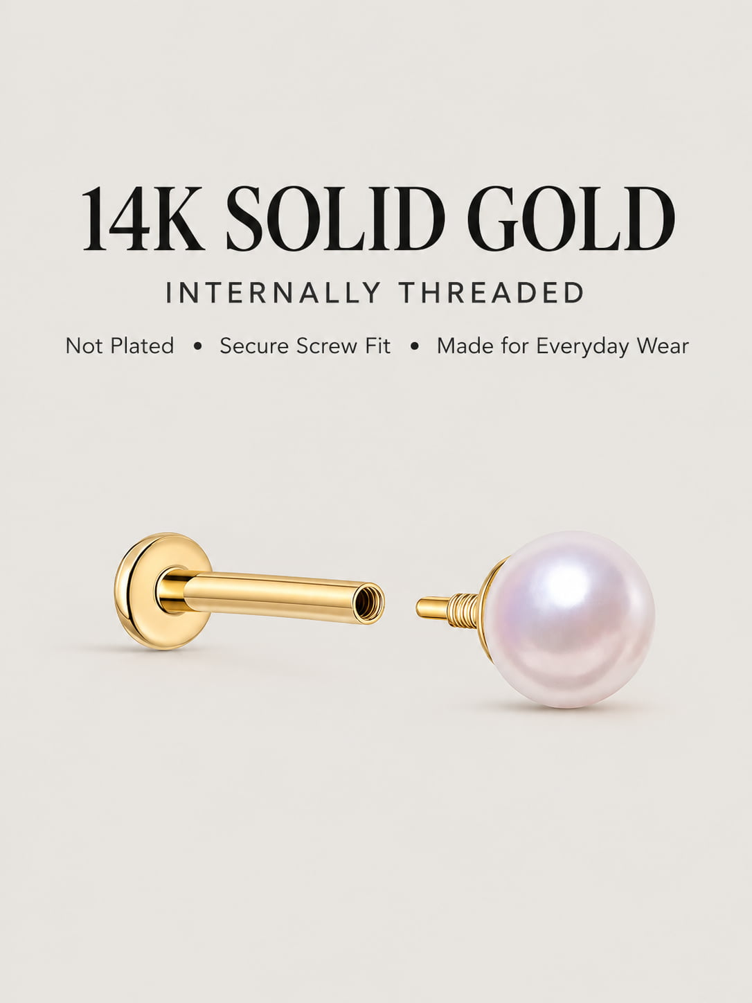 14K Gold Pink Saltwater Pearl Flat Back Stud