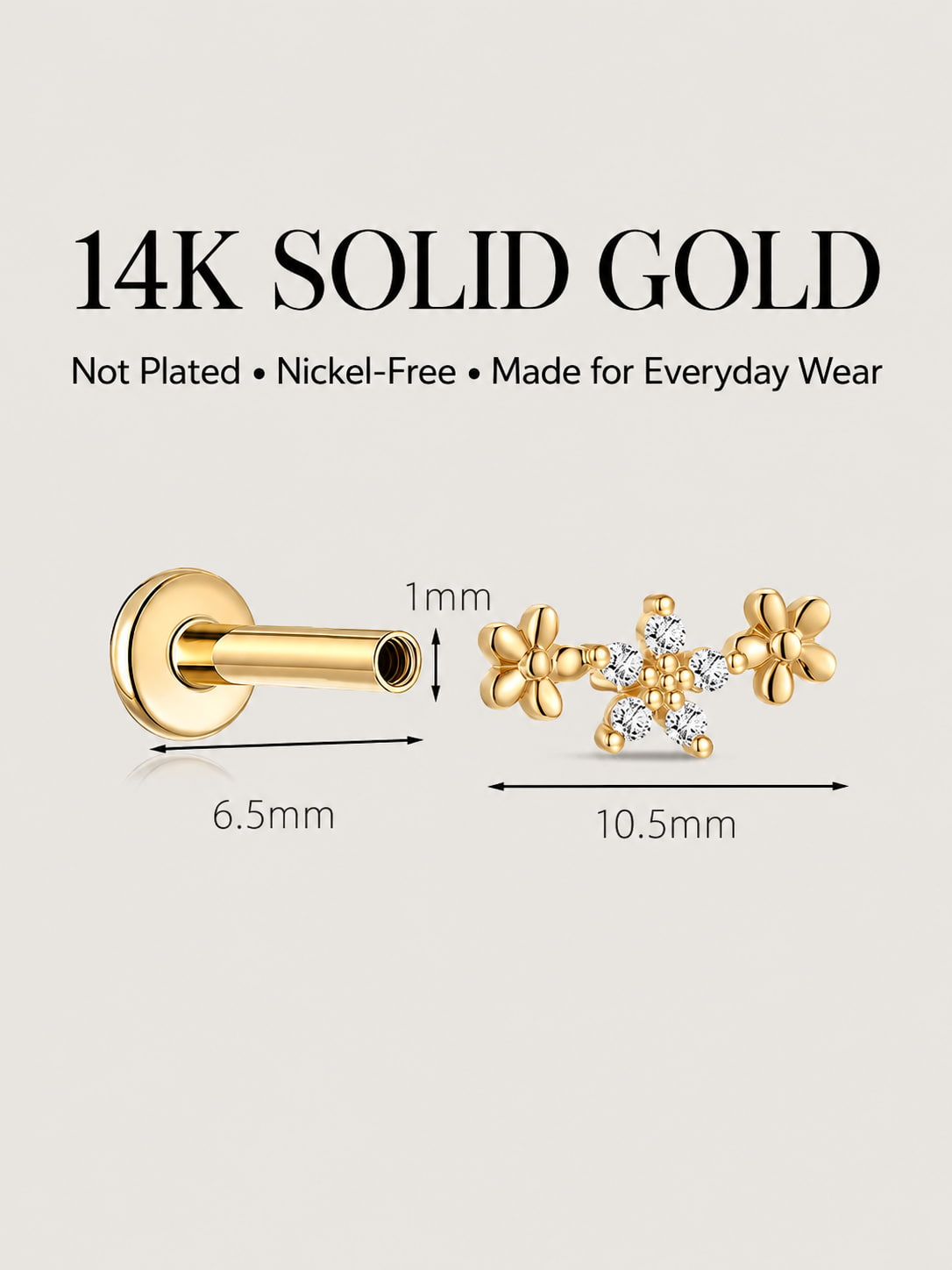 14K Gold Lab-Grown Diamond Floral Cluster Flat Back Stud