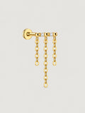 14K Solid Gold Lab-Grown Diamond Triple Chain Drop Flat Back Stud