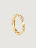 14K Solid Gold Double Stone Clicker Hoop