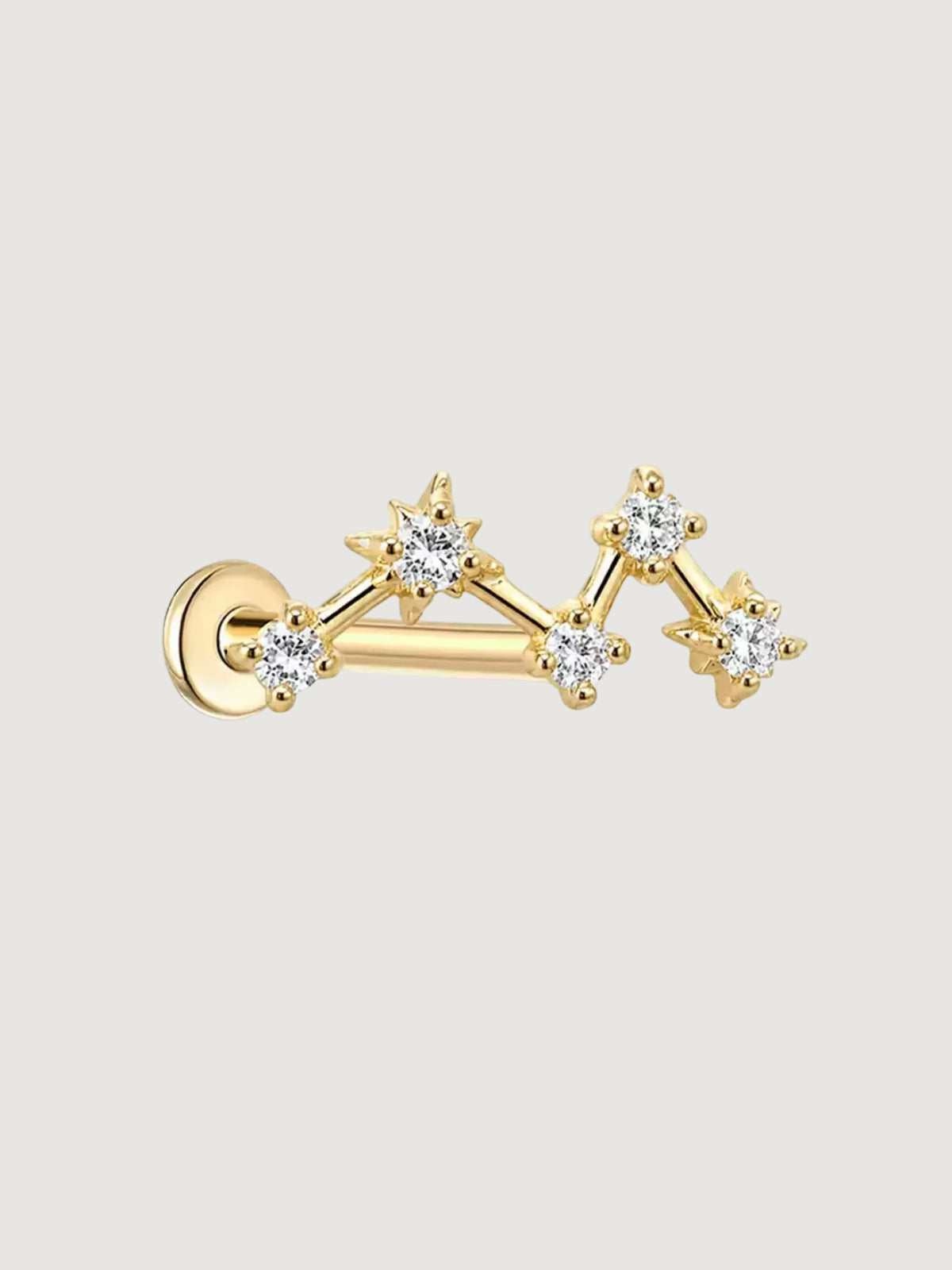 14K Solid Gold Celestial Constellation Flat Back Stud