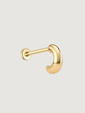 14K Solid Gold Chunky Crescent Half Hoop Flat Back Stud