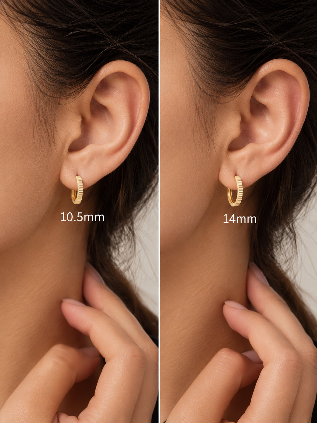 14K Solid Gold Faceted Helix Hoop Earring