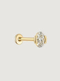 14K Solid Gold Oval Bar-Set Flat Back Stud