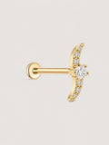 14K Gold Princess-Cut Crescent Flat Back Stud