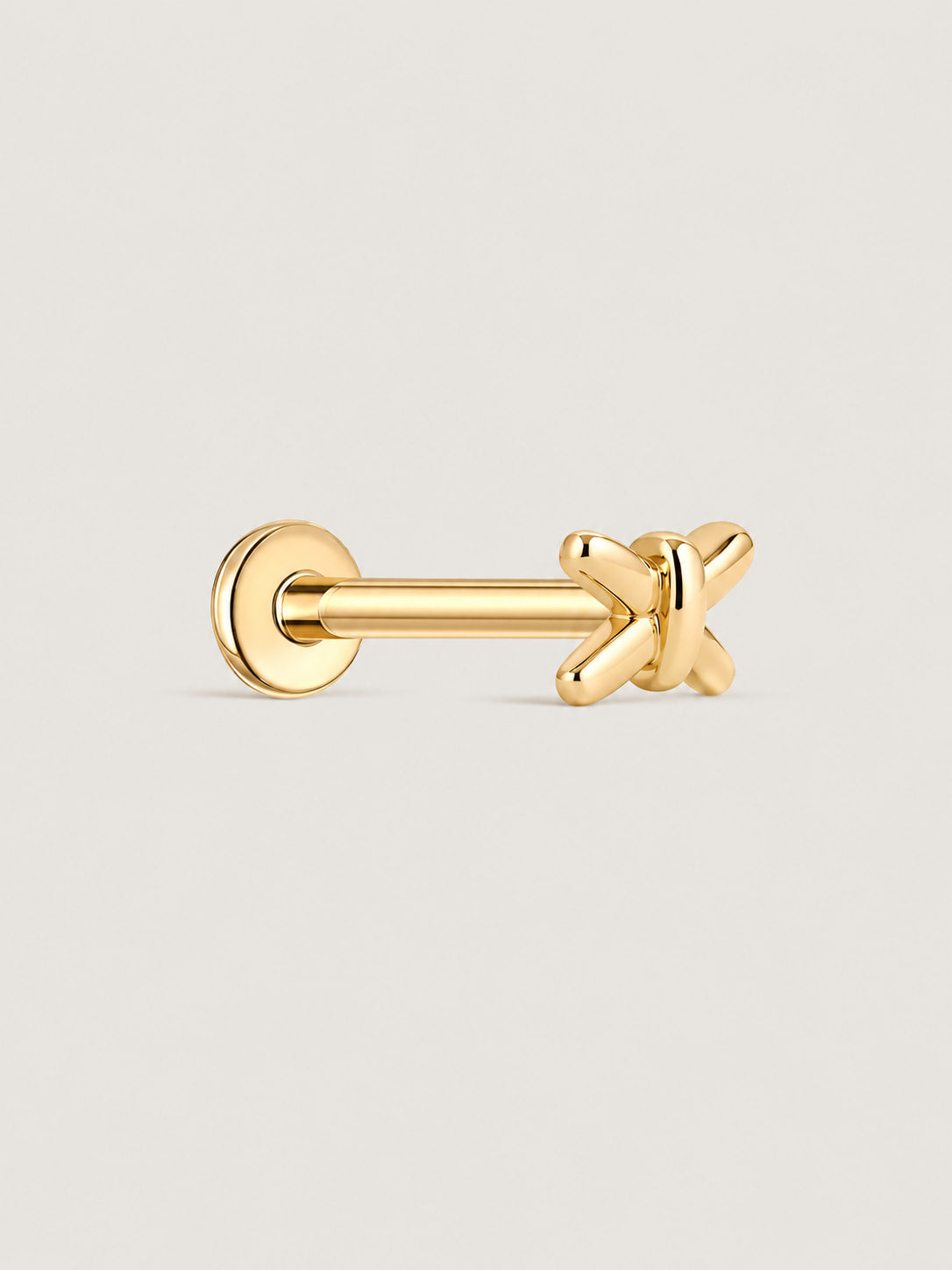 14K Gold Crisscross Knot Flat Back Stud