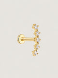 14K Gold Curved Five-Stone Flat Back Stud