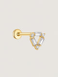 14K Gold Baguette Triangle Flat Back Stud