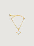 14K Solid Gold Lab-Grown Diamond Arc Chain Drop Flat Back Stud