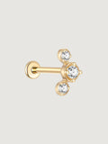 14K Solid Gold Graduated Three-Stone Lab-Grown Diamond Flat Back Stud