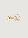 14K Solid Gold Lab-Grown Diamond Baguette Fan Flat Back Stud