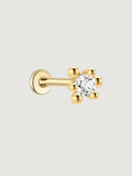 14K Gold Lab-Grown Diamond Beaded Halo Flat Back Stud