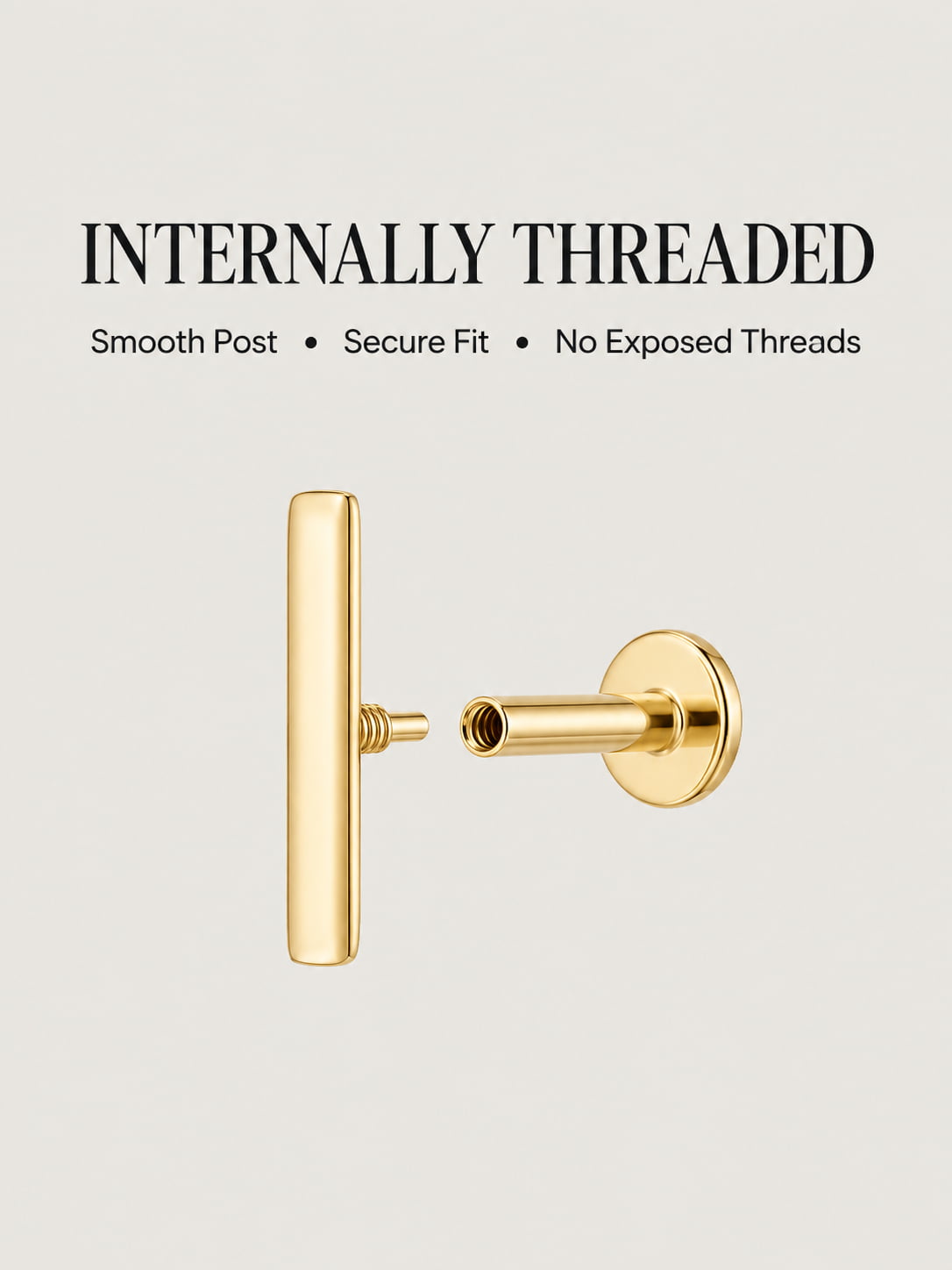 Gold Minimalist Bar Flat Back Stud Earring