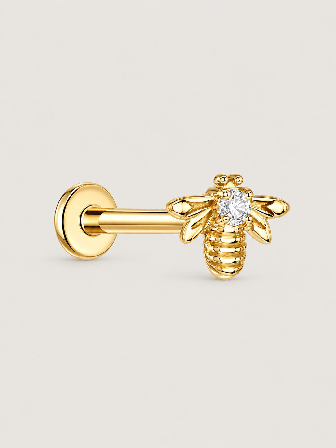 14K Gold Bee Flat Back Stud