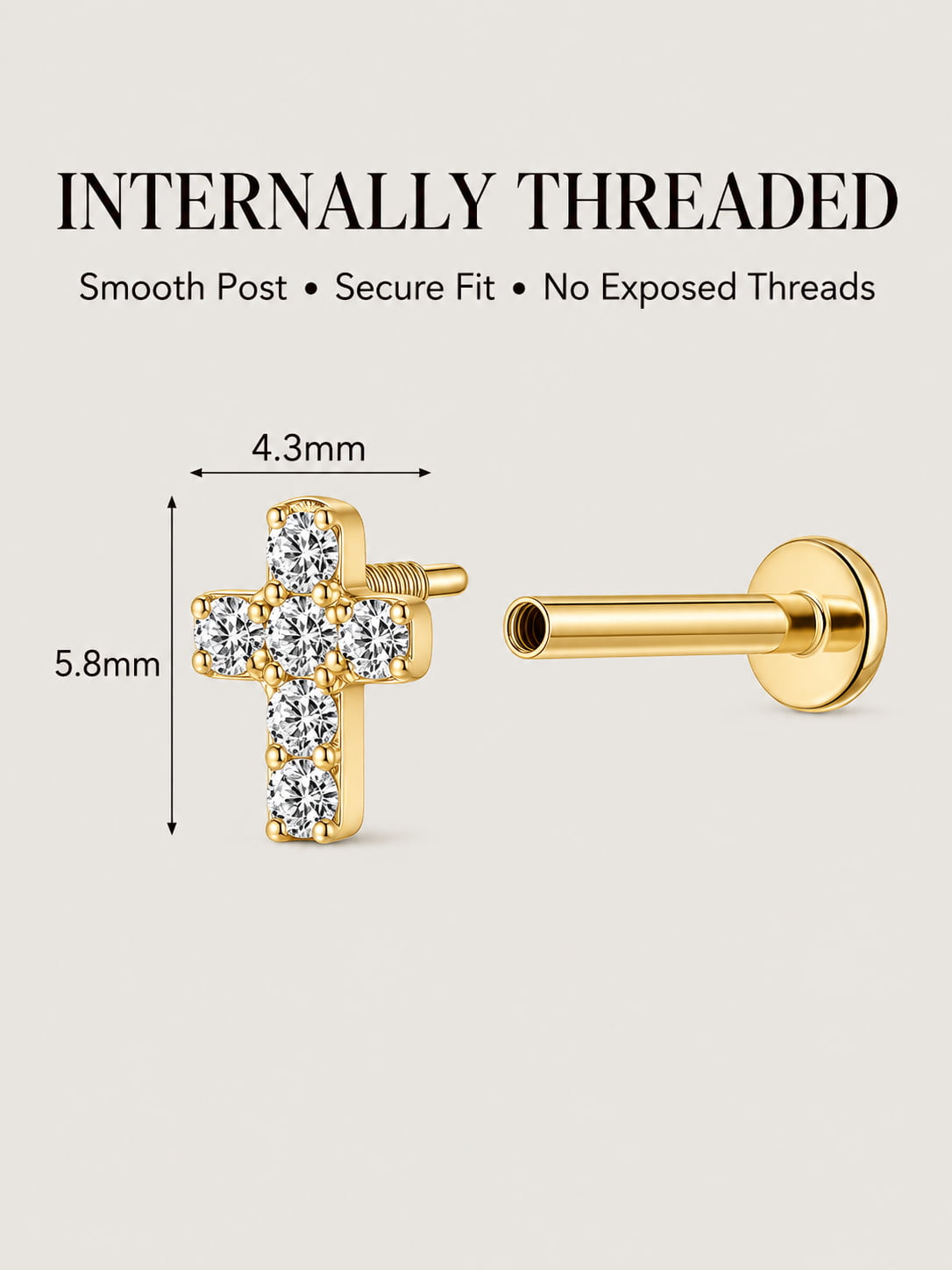 Pavé Cross Flat Back Stud