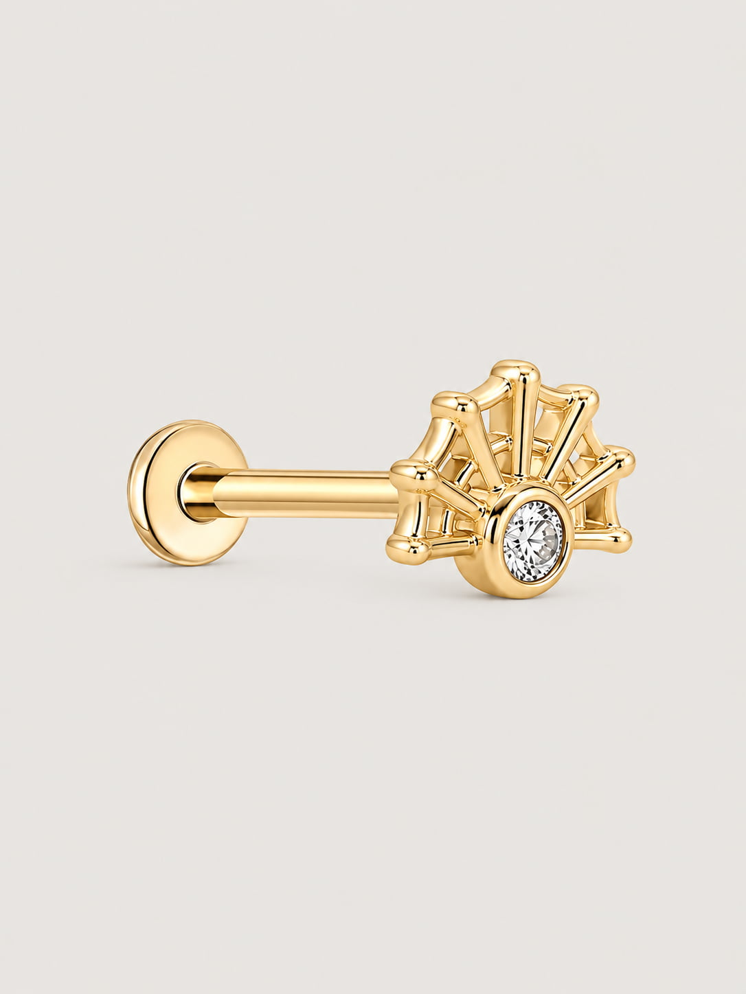 14K Gold Radiant Fan Flat Back Stud