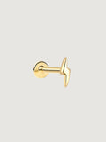 14K Solid Gold Lightning Bolt Flat Back Stud