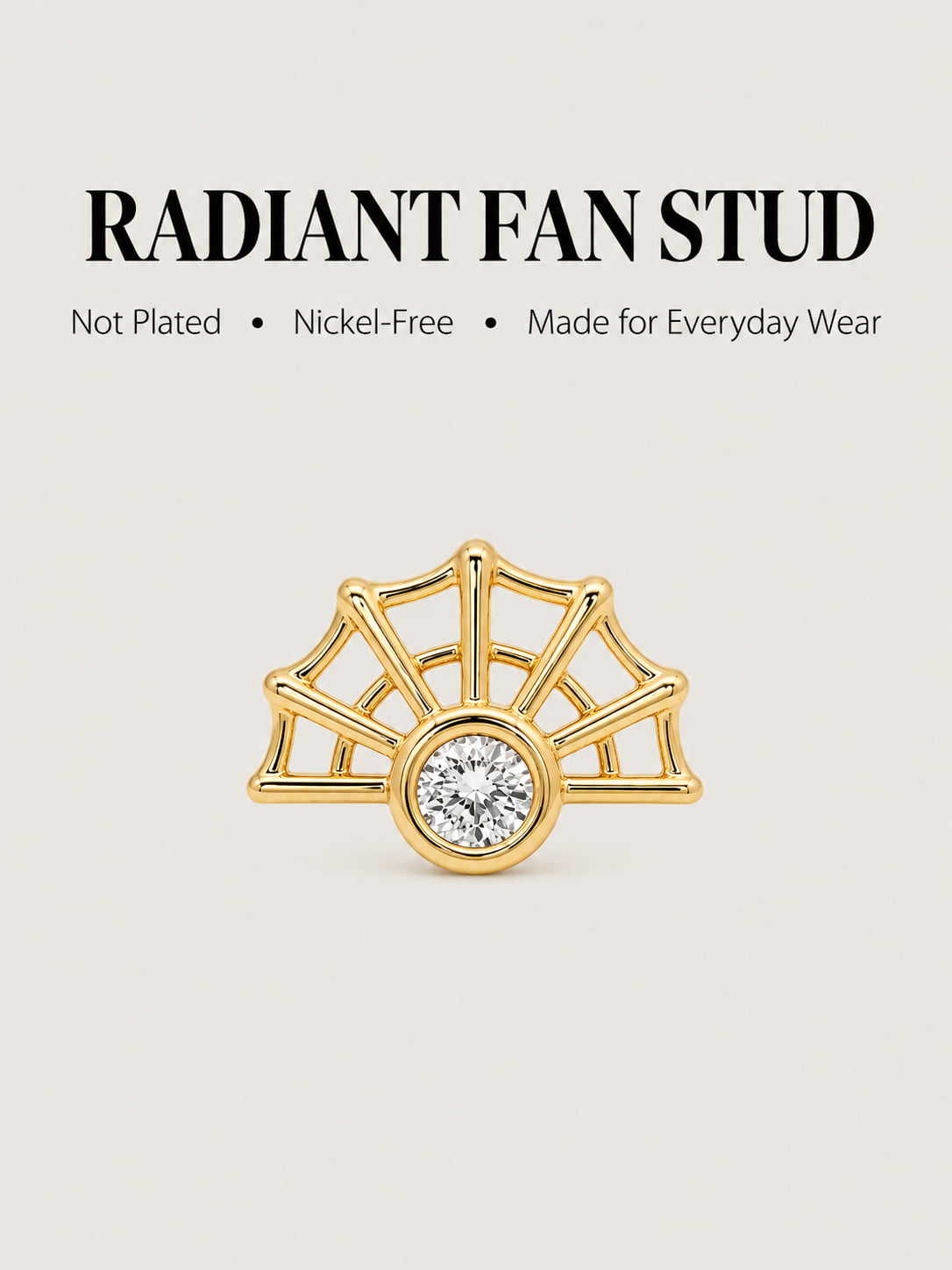 14K Gold Radiant Fan Flat Back Stud