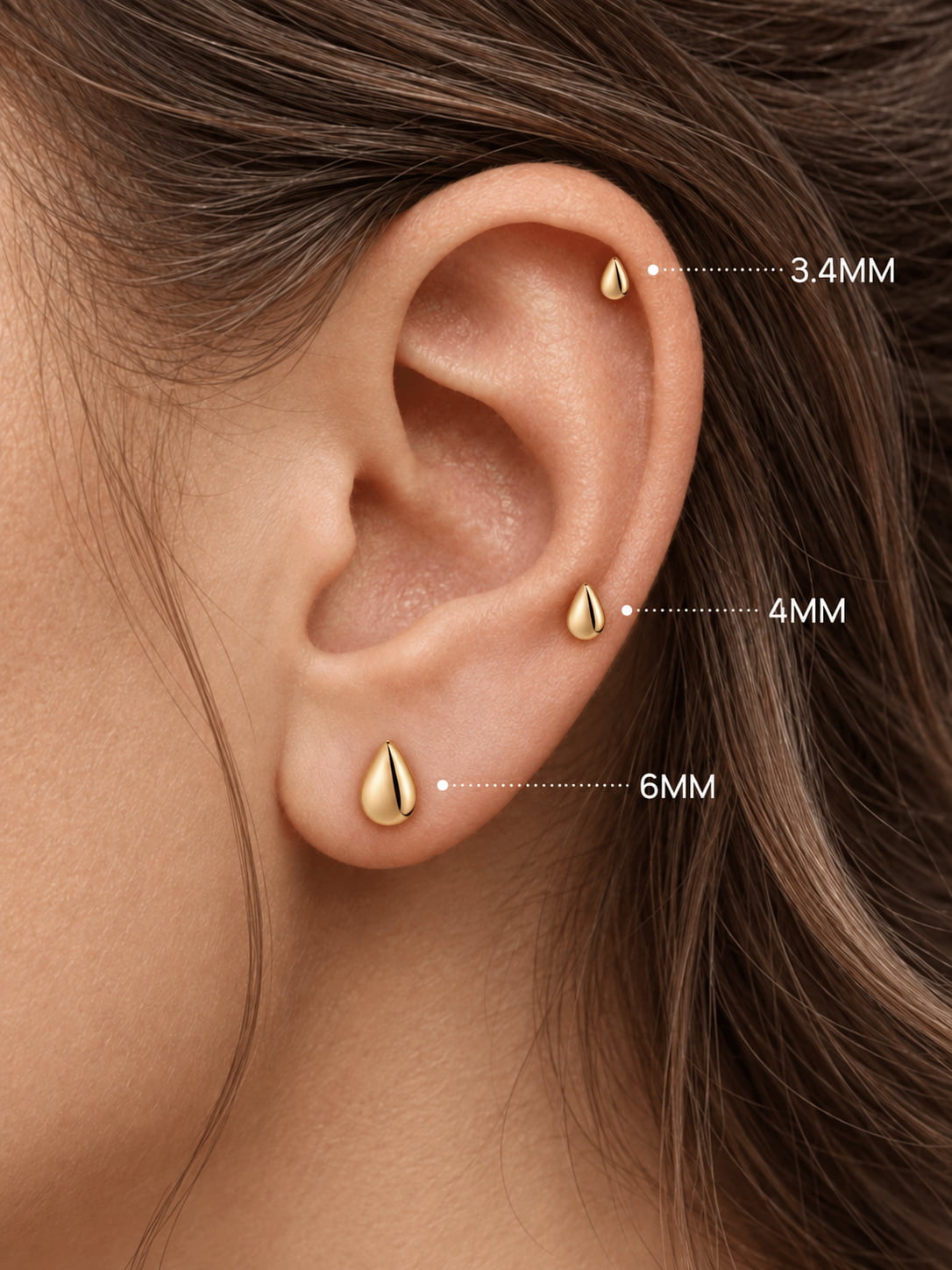 14K Solid Gold Minimalist Teardrop Flat Back Earring