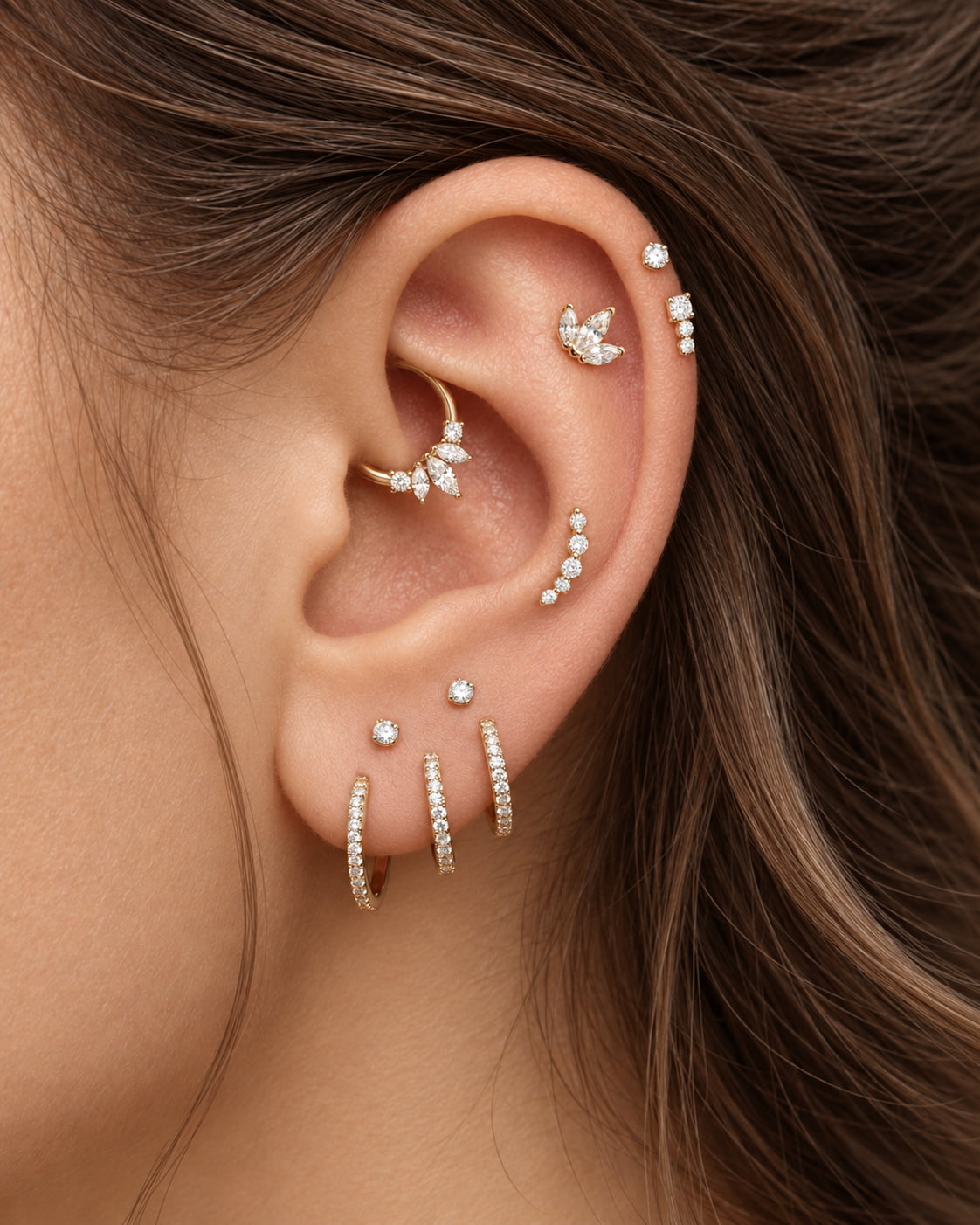 Triple Marquise Flat Back Stud