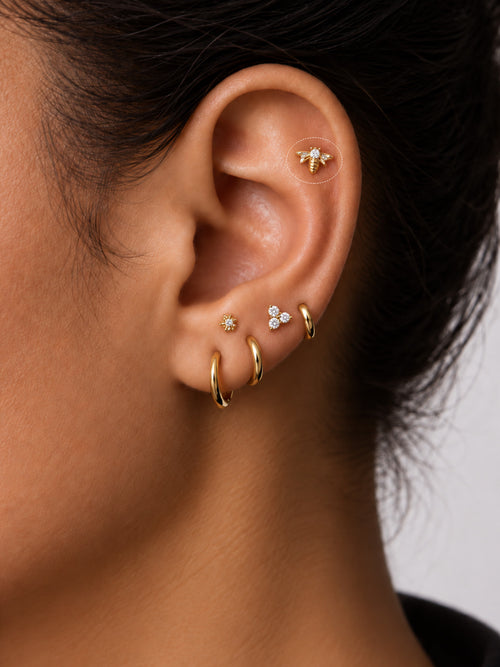 14K Gold Bee Flat Back Stud