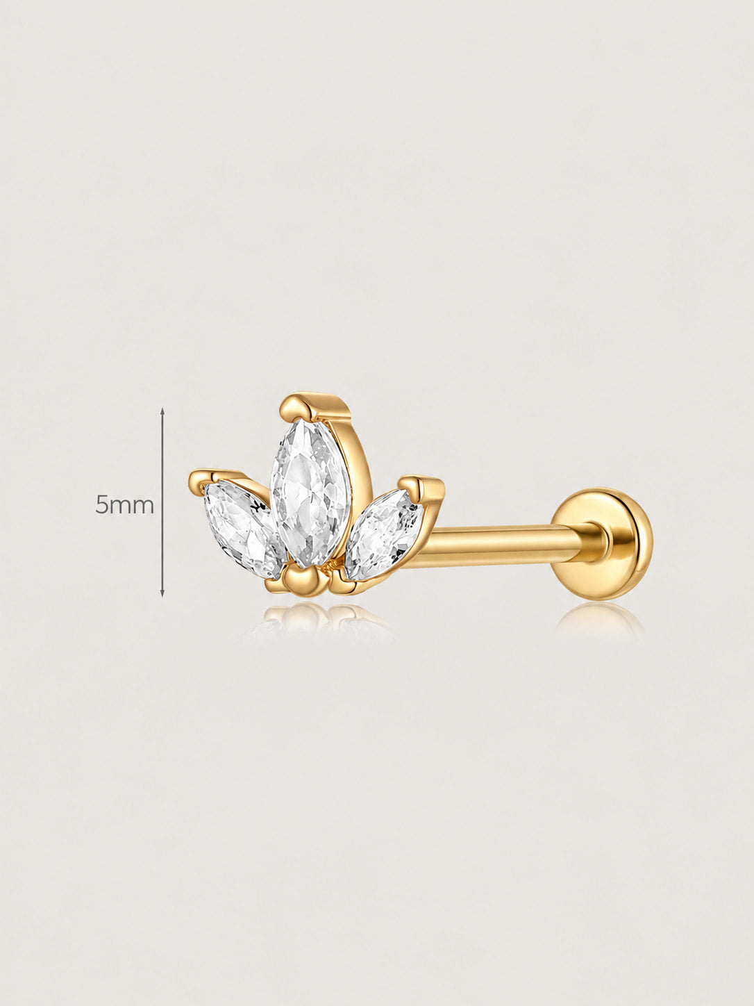 Triple Marquise Flat Back Stud