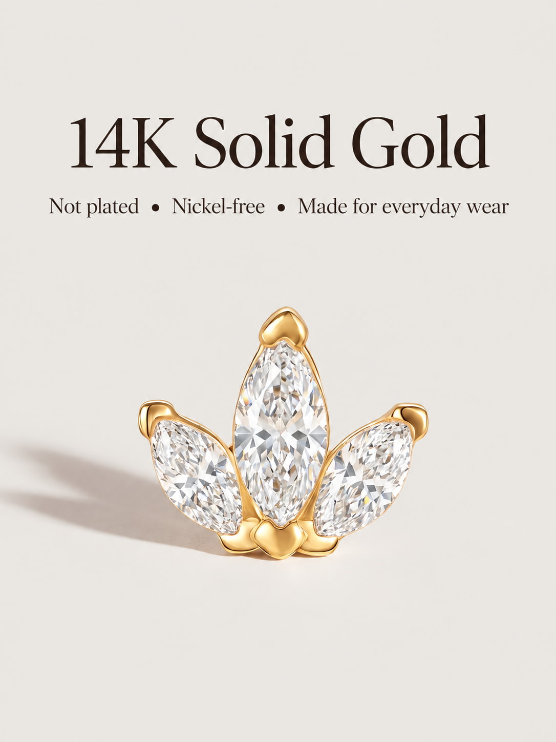Triple Marquise Flat Back Stud