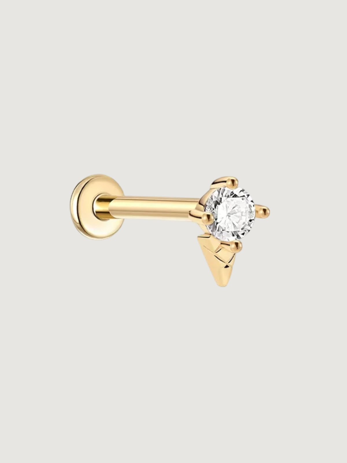 14K Solid Gold Geometric Round Lab-Grown Diamond Flat Back Stud