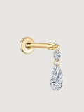 14K Solid Gold Lab-Grown Diamond Pear Drop Flat Back Stud