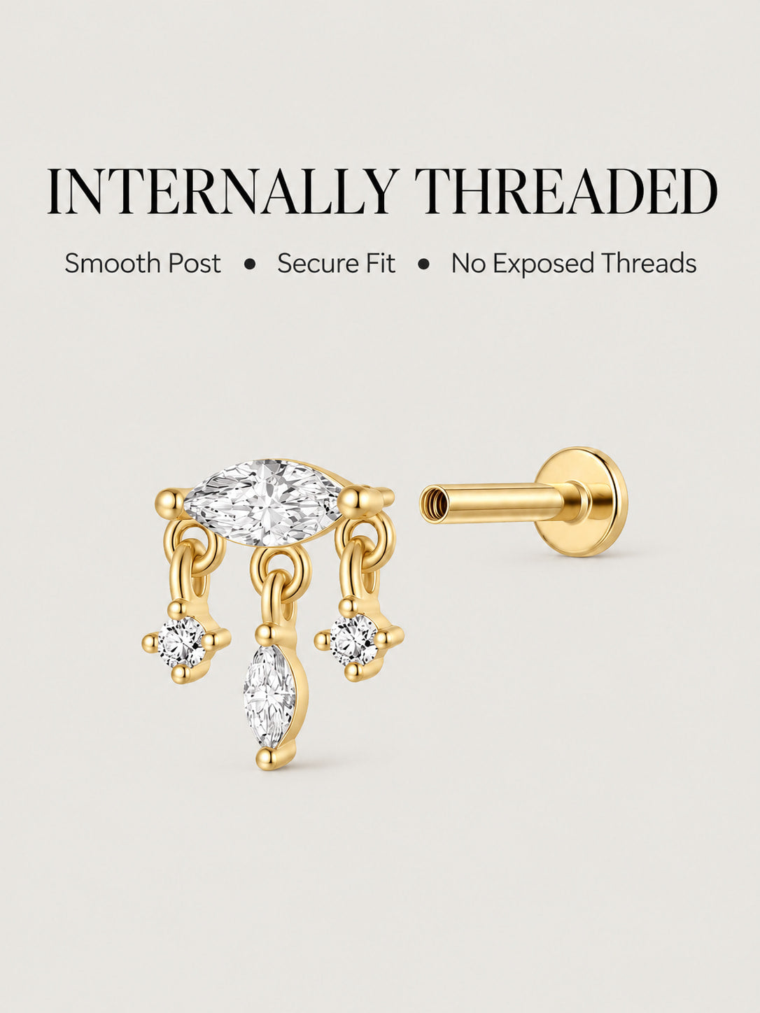 Triple Marquise Flat Back Stud
