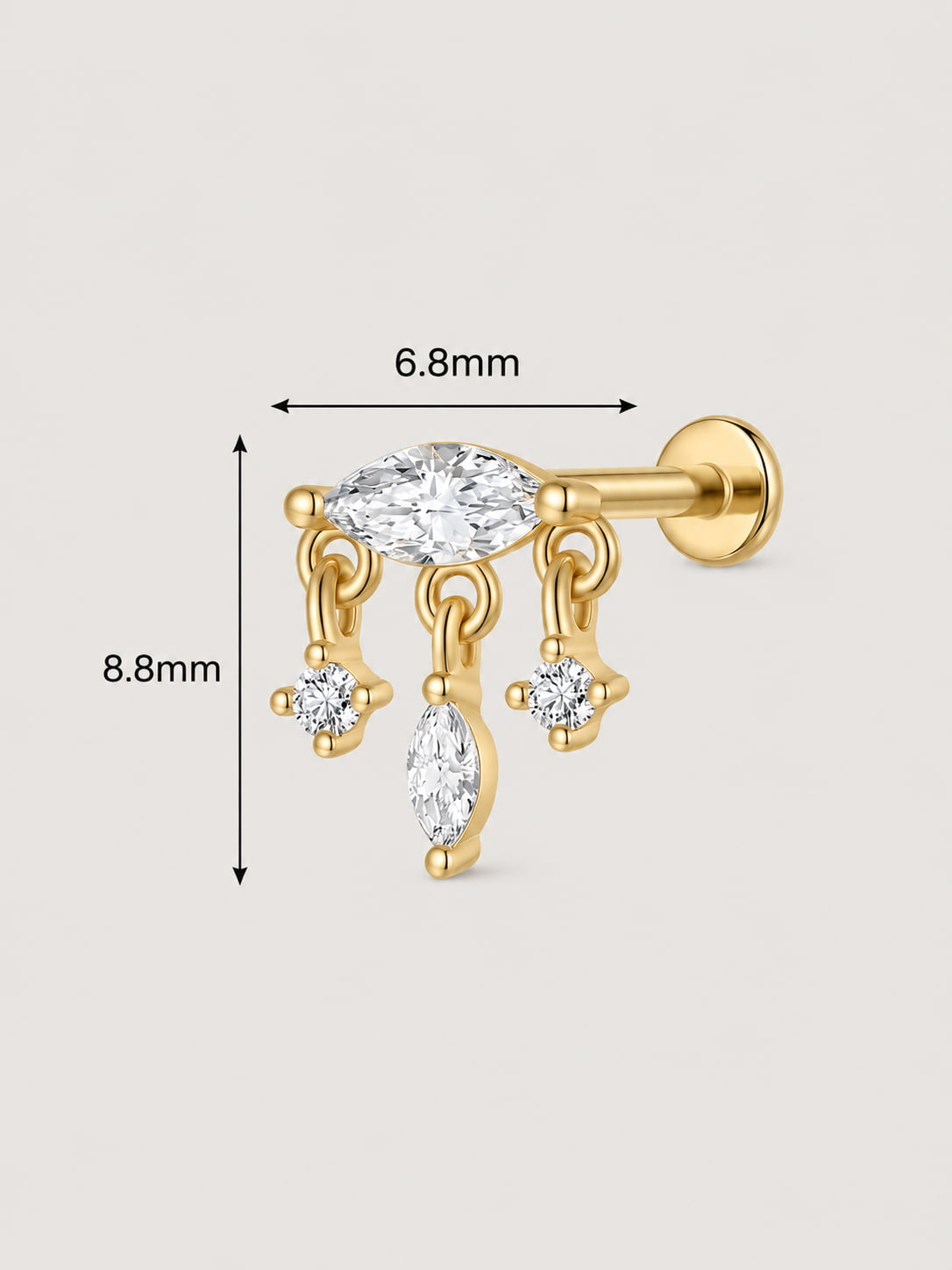 Triple Marquise Flat Back Stud