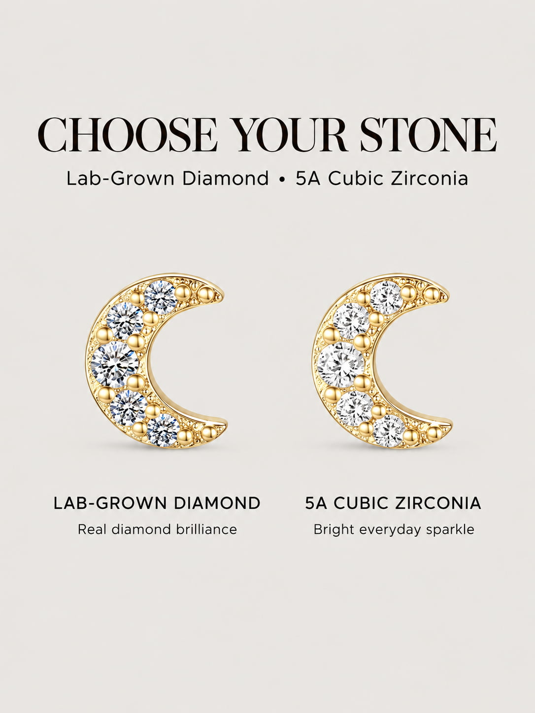 Crescent Moon Cluster Flat Back Stud